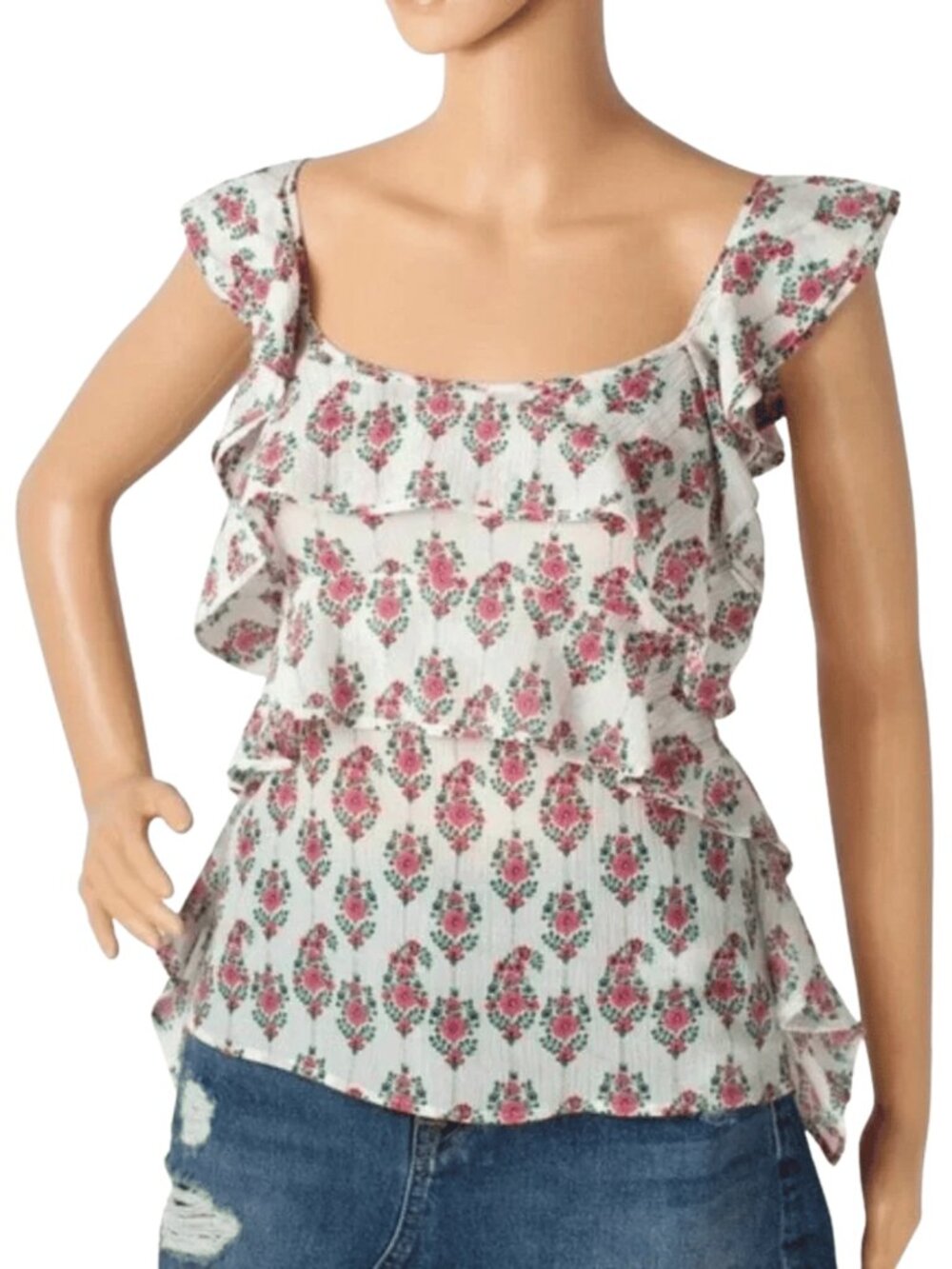 Club Monaco Floral Silk Cotton Top NWT Size M Adjustable Straps